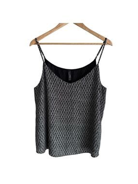 Jess Black White Camisole L Sleeveless Lined Tank Office Business Classy EUC